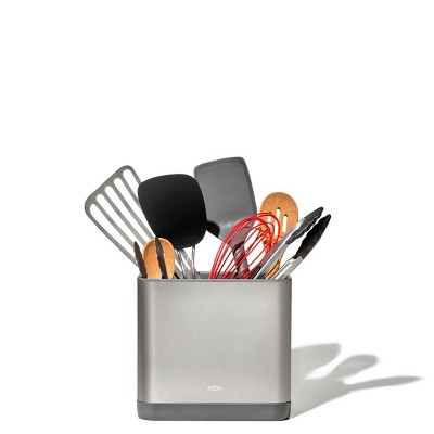OXO Adjustable Stainless Steel Utensil Holder: Kitchen Utensil Caddy, Hand Wash, Silver, 7.3" Height, 7.9" Width — фото 3