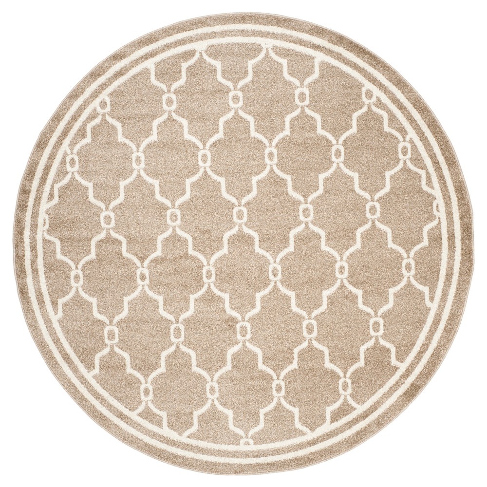 Prato Round 5' Indoor/Outdoor Rug - Wheat/Beige - Safavieh