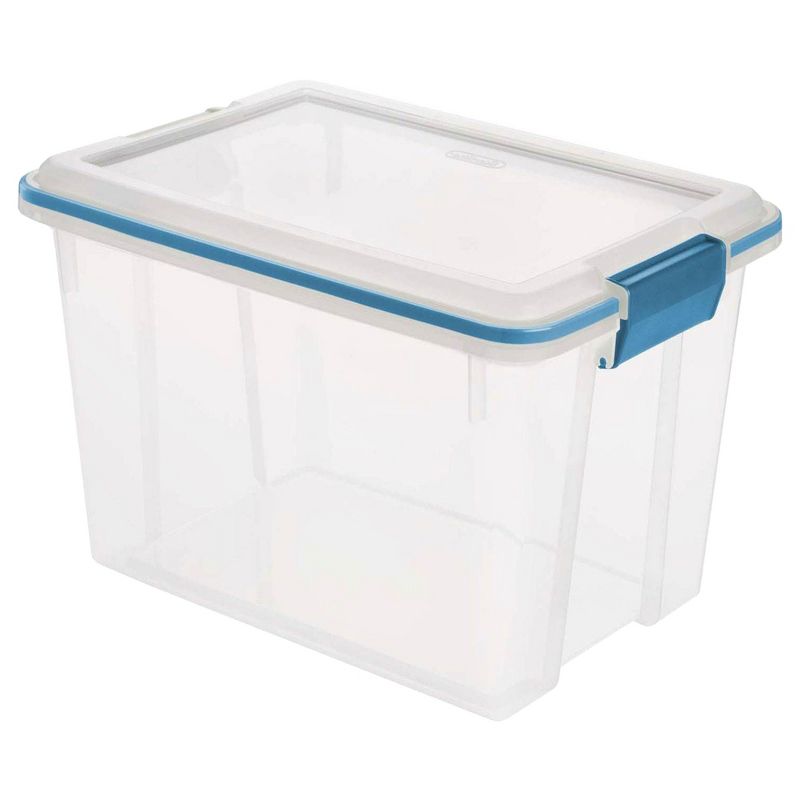 Sterilite 20 Quart Stackable Clear Plastic Storage Tote Container with Clear Gasket Latching Lid for Home and Office Organization, Clear, 2 of 5