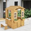 Infans Wood Playhouse for Kids Outdoor Adventures Cottage w/ Bench Play Game Center - 4 of 4