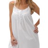 ADR Womens Cotton Nightgown, Sleeveless Button Up Short Vintage Victorian White Cotton Nightgown - 2 of 3