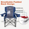 Oversized Folding Camping Chairs with Adjustable Arm Straps, Blue, Set of 2 - 3 of 4