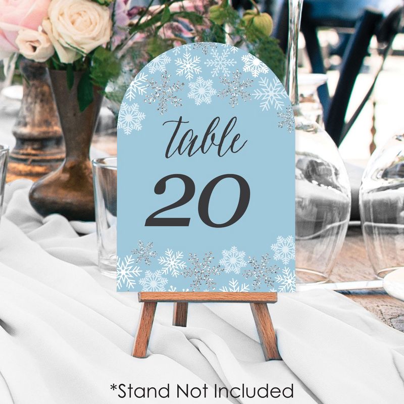 Big Dot of Happiness Winter Wonderland - Snowflake Holiday Party and Winter Wedding Double-Sided 5 x 7 inches Cards - Table Numbers - 1-20, 3 of 9