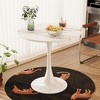 Vynxaria Dining Tables - 31.4" Round White Marble Pattern Tulip Table with Metal Base, Seats 2-3 - 3 of 4