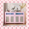 Garvee Sideboard Buffet Cabinet with Power Outlet & LED Light -with 2 Fluted Acrylic Drawers & 4 Rattan Doors - 2 of 4