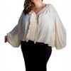 Women's Blouse With Fringes On The Neckline - Plus - Adriana Contreras - 3 of 4