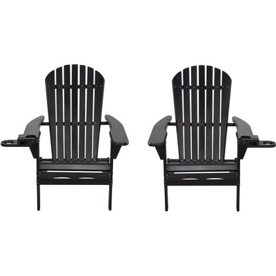 Jiallo Foldable Adirondack Chair with cup holder set of 2