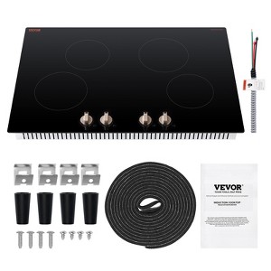 VEVOR Induction Cooktop, 6600W Electric Countertop Burner,4 Burner Knob Control Stove,Built-in Induction Cooktop with 12 Temperature Settings, Black - 1 of 4