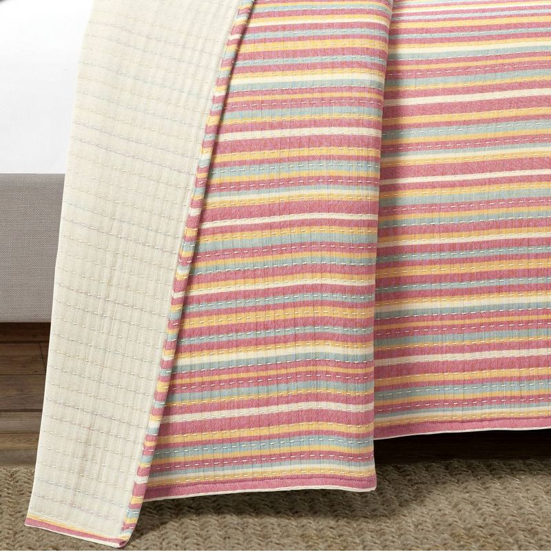 Tracy Stripe Kantha Pick Stitch Yarn Dyed Cotton Woven Quilt/Coverlet Set - Lush Décor, 5 of 9