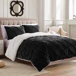 Sweet Home Collection Comforter Set 3 Piece Faux Shearling Pintuck Pinch Pleat Soft Luxurious Plush All Season Warm with Shams
