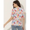 Allegra K Women's Floral Ruffle Mock Neck Puff Short Sleeves Chiffon Blouses - 4 of 4