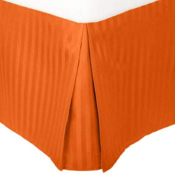 Lightweight Stripe Microfiber Wrinkle-Resistant Twin XL Bed Skirt with 15" Drop, Orange - Blue Nile Mills