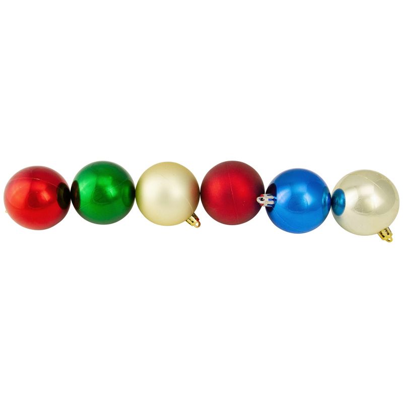 Northlight 50ct Shatterproof 2-Finish Christmas Ball Ornament Set 4” - Red/SilverGreen/Blue, 2 of 8