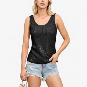 Anna-Kaci Women's Sequin Tank Top Sleeveless Scoop Neck Sparkly Party Blouse - 1 of 4