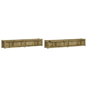 vidaXL Garden Planters Outdoor Plant Pots - 2 Pcs Rectangle Impregnated Pine Wood, Brown, 70.9 x 12.2 x 12.2 Inches for Garden/Balcony/Patio - 1 of 4