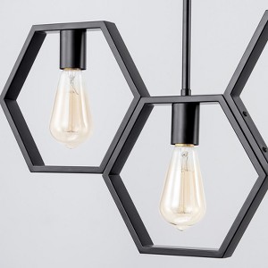 Rennnsan Vavrine 38"W 5-Light Rectangle Industrial Dimmable Kitchen Island Pendant in Black - 1 of 4