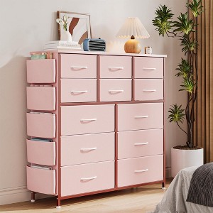 12 Dresser for Bedroom, Chest of Drawers for Bedroom with Side Pockets and Hooks, Fabric Storage Dresser - 1 of 4