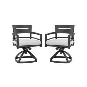 Outdoor Swivel Rocker Dining Chairs Set of 2, Black Aluminum Upholstered Armchairs with Sunbrella Cushions, 360° Swivel, Gentle Rocking - Koiai - 1 of 4