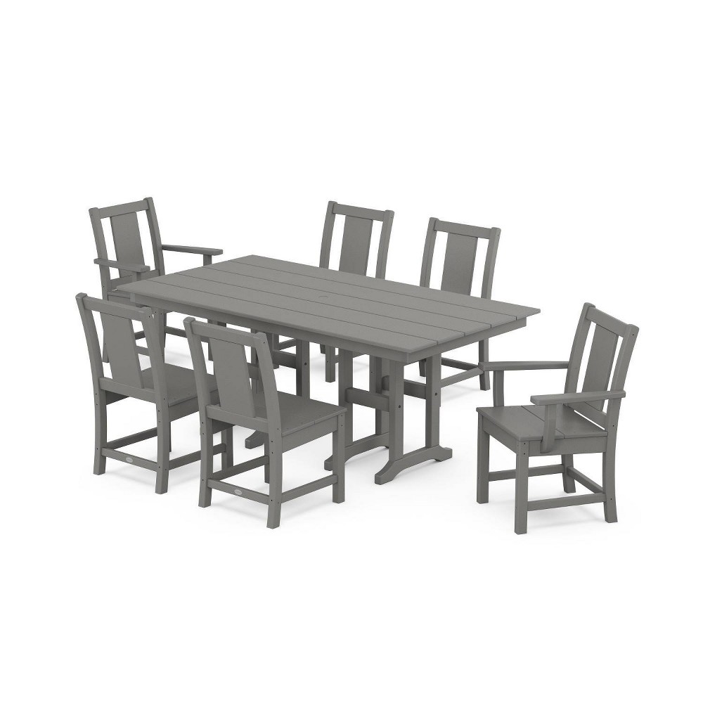 Photos - Dining Table POLYWOOD 7pc Prairie Farmhouse Outdoor Patio Dining Set Slate Gray: Weather-Resistant, Rust-Proof, Stain-Proof