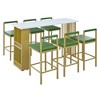 7 Pieces Counter Height Table Set, Kitchen Table Bar Stools, Breakfast Table Set, With 6 Stools, Side Open Shelves, For Living Room - 4 of 4