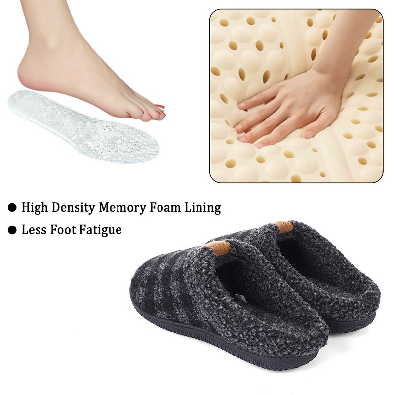Men's House Memory Foam Slippers Closed Toe House Shoes with Indoor Outdoor Rubber Sole, 3 of 7