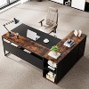 Lantine 71 inch Executive Desk, L Shaped Desk with Cabinet Storage, Executive Office Desk with Shelves for Home Office - 3 of 4