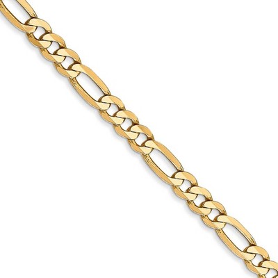 Black Bow Jewelry 4mm, 14k Yellow Gold, Flat Figaro Chain Necklace