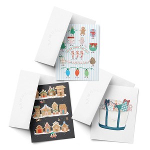 Jolly People, Gingerbread Town, Tote With Presents Winter/Holiday/Christmas Greeting Card Pack Sets (3 ct, Assorted) by Ramus & Co - 1 of 4