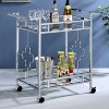 24/7 Shop At Home Buncrana Glass Top Serving Cart Chrome: Contemporary Quatrefoil, Tempered Shelves - 2 of 4