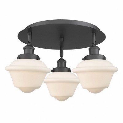 Oxford - 3 Light Flush Mount In Art Deco Style-8 Inches Tall and 18.25 Inches Wide