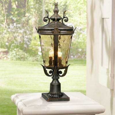 Marseille Bronze 29" Outdoor Post Light with Hammered Glass