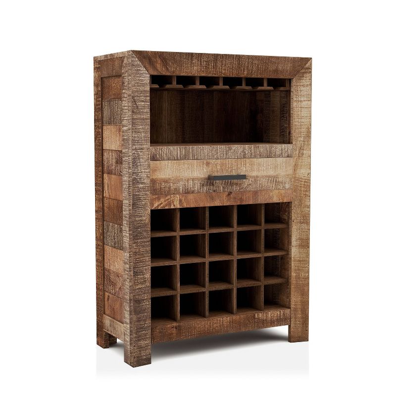 Audrey Rustic Mango Wood Wine Cabinet Natural - Furniture Of America, 1 of 7
