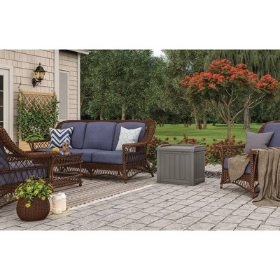 Gray 22 Gallon Resin Deck Box with Seat