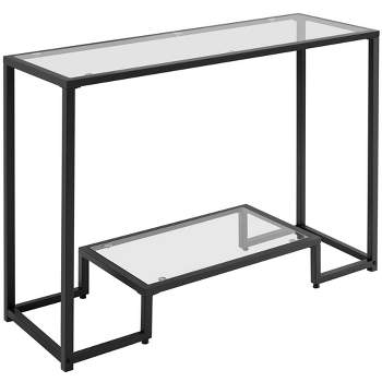 Yaheetech 2-Layer Tempered Glass Console Table Accent Glass Shelf for Hallway