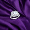 Slickblue Sterling Silver Rhodium Ring - Clear CZ, Square Halo Setting, Women's Engagement Jewelry, Size 5-10 - 2 of 4
