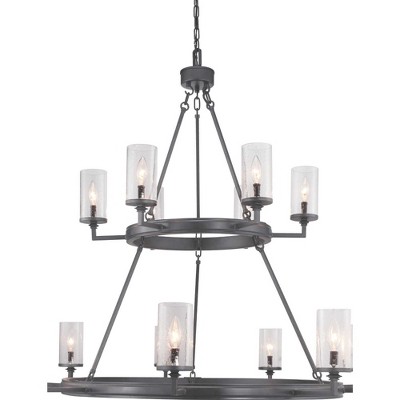 Gresham Graphite Steel 15-Light Taper Candle Chandelier