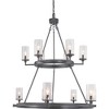 Progress Lighting Gresham 15-Light Chandelier, Steel, Graphite Finish, Seeded Glass Shades - 4 of 4
