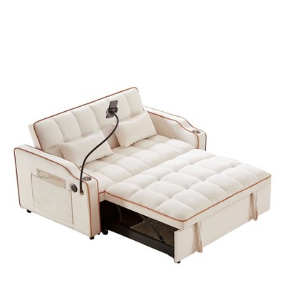 NicBex Modern Pull Out Sofa Bed Convertible Sofa Couch with Adjustable Back, USB Port and Swivel Phone Stand for Living Room