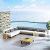 Modular Fabric Outdoor Lounge Suite Sectional Sofa Ensemble w/ TeakTone Wood Accents & Matte Metal Frame Side Table - 2 of 4