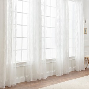 Chanasya 2pk Waves Voile Sheer Window Curtain Panels - Set of 2 - 1 of 4