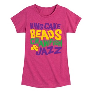 Girls' - Instant Message - King Cake Beads Crawfish Jazz Fitted Short Sleeve Graphic T-Shirt - 1 of 4