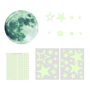 AFG3303 Home Decoration Luminous Stars Moon PVC Stickers, Specification: 435PCS+30cm Moon (Green) - 1 of 4