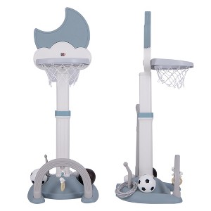 Gymax Toddlers 4-in-1 Sports Hoop Featuring Basketball Soccer Golf and Ring Toss - 1 of 4