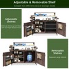 BAOURE 53.3" Outdoor Kitchen Island with Raised Shelf, Solid Wood Storage Cabinet with Stainless Steel Top, Rolling Grill Cart - Brown - 4 of 4