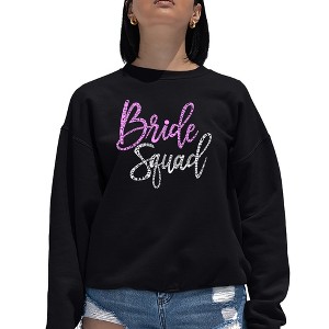 LA Pop Art Women's Word Art Crewneck Sweatshirt - Bride Squad - 1 of 4