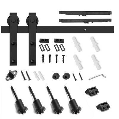 SMARTSTANDARD Interior Sliding Barn Door Hardware Kit with Soft Close, Heavy Duty Matte Black Track with J-Shape Hangers (Door Not Included)