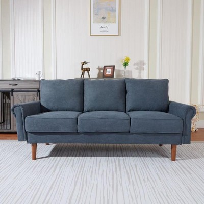 NicBex Couches for Living Room 102" Deep Seat Sofa Chenille Upholstered 3 Seat Sofa Couch with Wood Legs, Gray