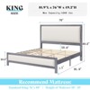 AMERLIFE Upholstered Solid Wood Bed Frame with Linen Headboard & Footboard Nailhead Trim - 2 of 4