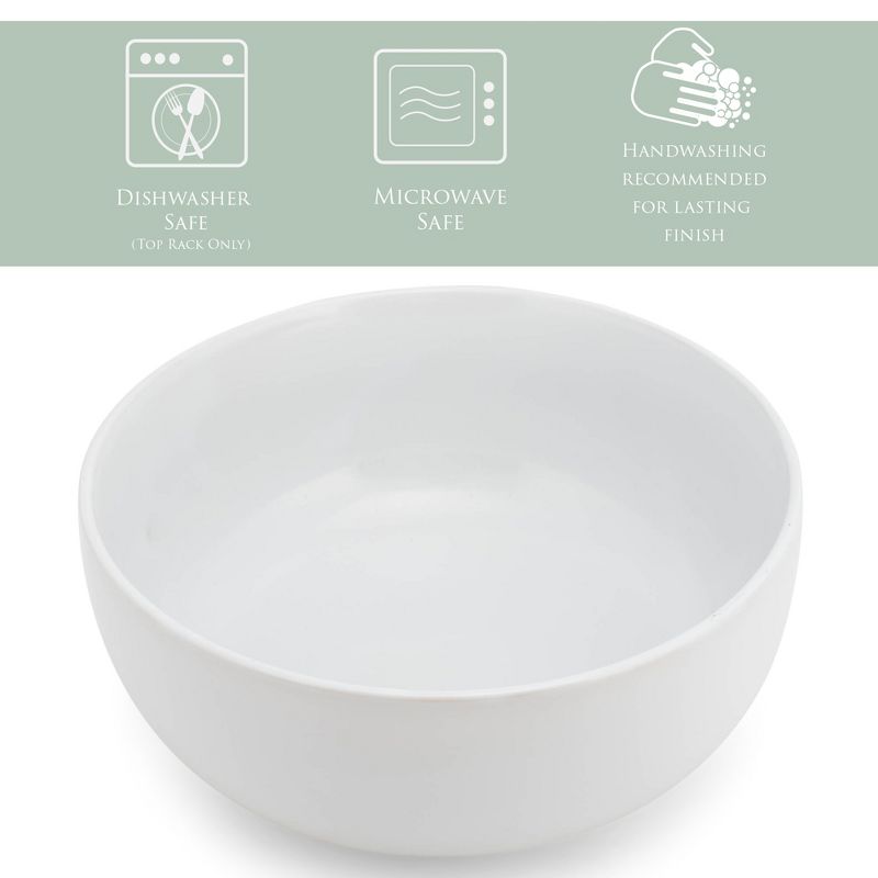 Elanze Designs Bistro Glossy Ceramic 8.5 inch Pasta Salad Large Serving Bowls Set of 2, White, 2 of 7