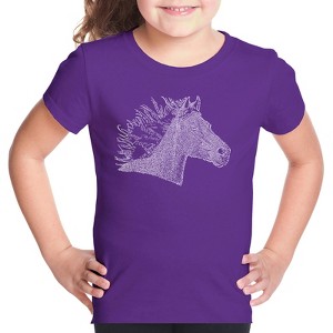 LA Pop Art Girl's Word Art T-shirt - Horse Mane - 1 of 4